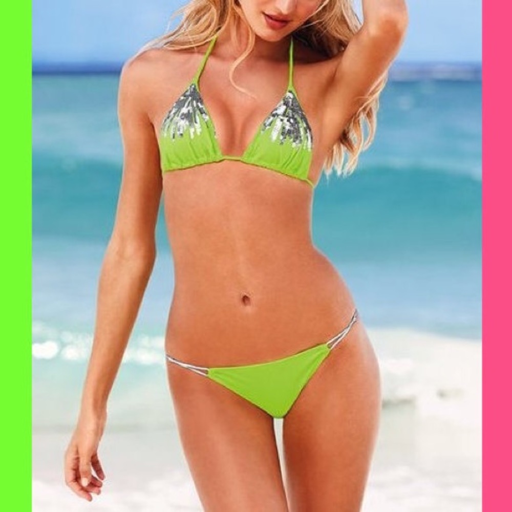 Victoria's Secret Neon Green & Silver Bikini